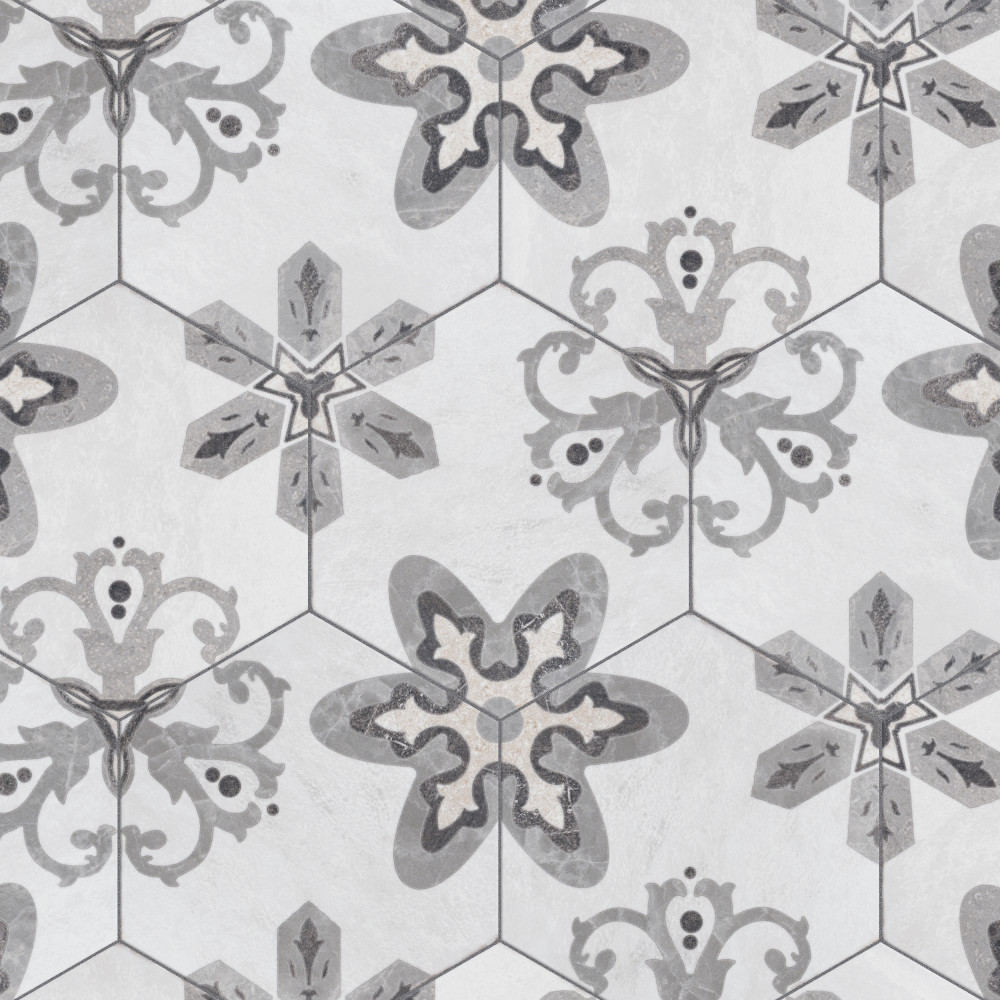 Sample – Mazzo Hex Deco Garden Porcelain Floor and Wall Tile