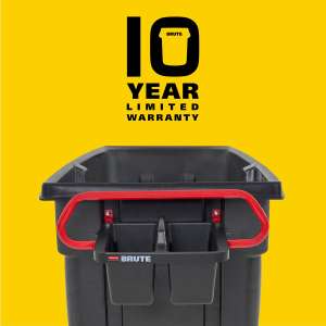 Rubbermaid Commercial, BRUTE, Ergonomic Rotomolded Tilt Truck Handle and Caddy, Red