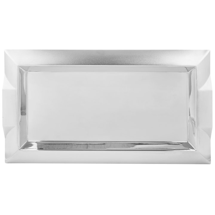 Medium rectangular stainless steel serving tray