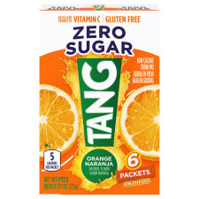 Tang Zero Sugar Orange Drink Mix, 6 ct On-the-Go Packets