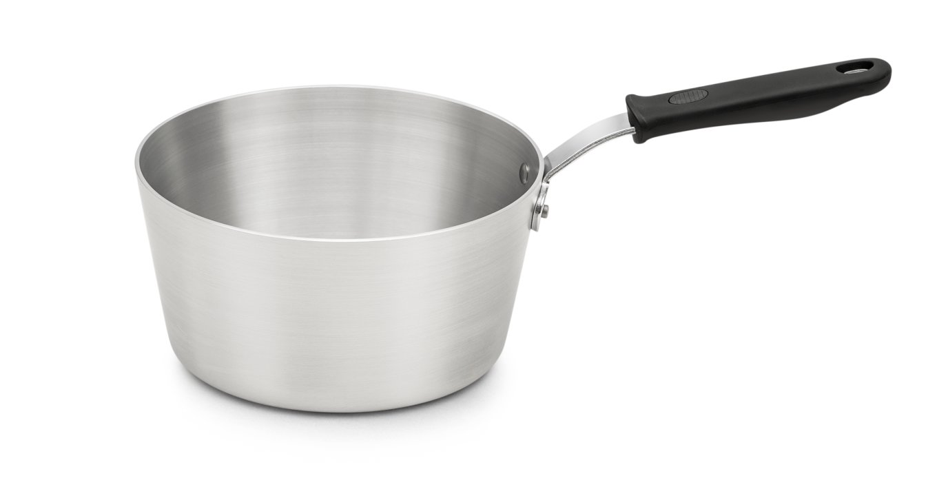 3 ¾-quart Wear-Ever® tapered aluminum saucepan with natural finish and silicone handle