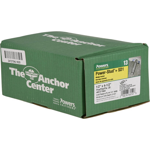 Zinc PowerStud+ SD1 Anchor 1/2" x 41/2"