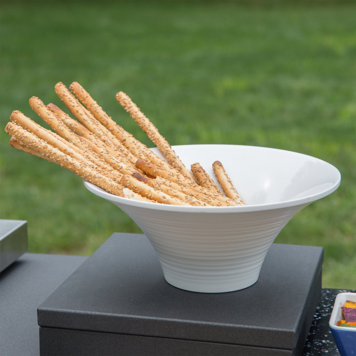 Medium White Cubic Melamine Pedestal Bowls