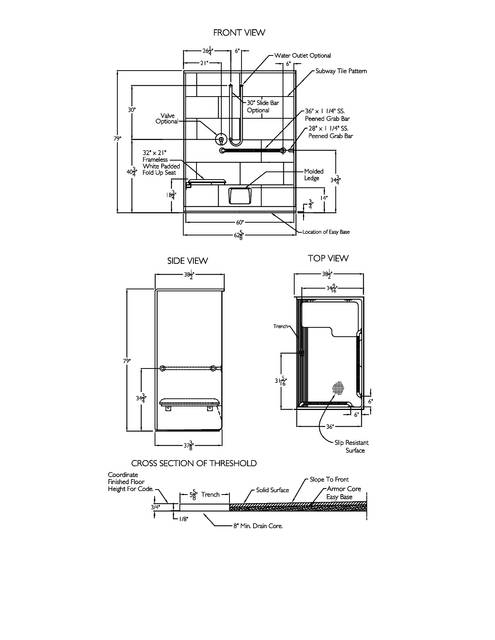 Technical Drawing — Cd Shower Tech Draw Sst 6238 Tr 75 1p L Bar
