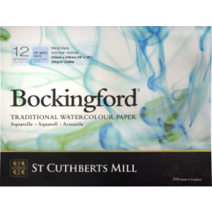 Bockingford Watercolor Pad, Cold Pressed, Glue Binding, 140lb/300gsm, 12 Sheet, 12x16 inch, 1 Count