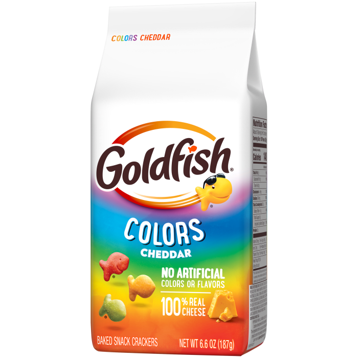Goldfish® Colors Cheddar Baked Snack Crackers, 6.6 oz, bag - Right Angle Image