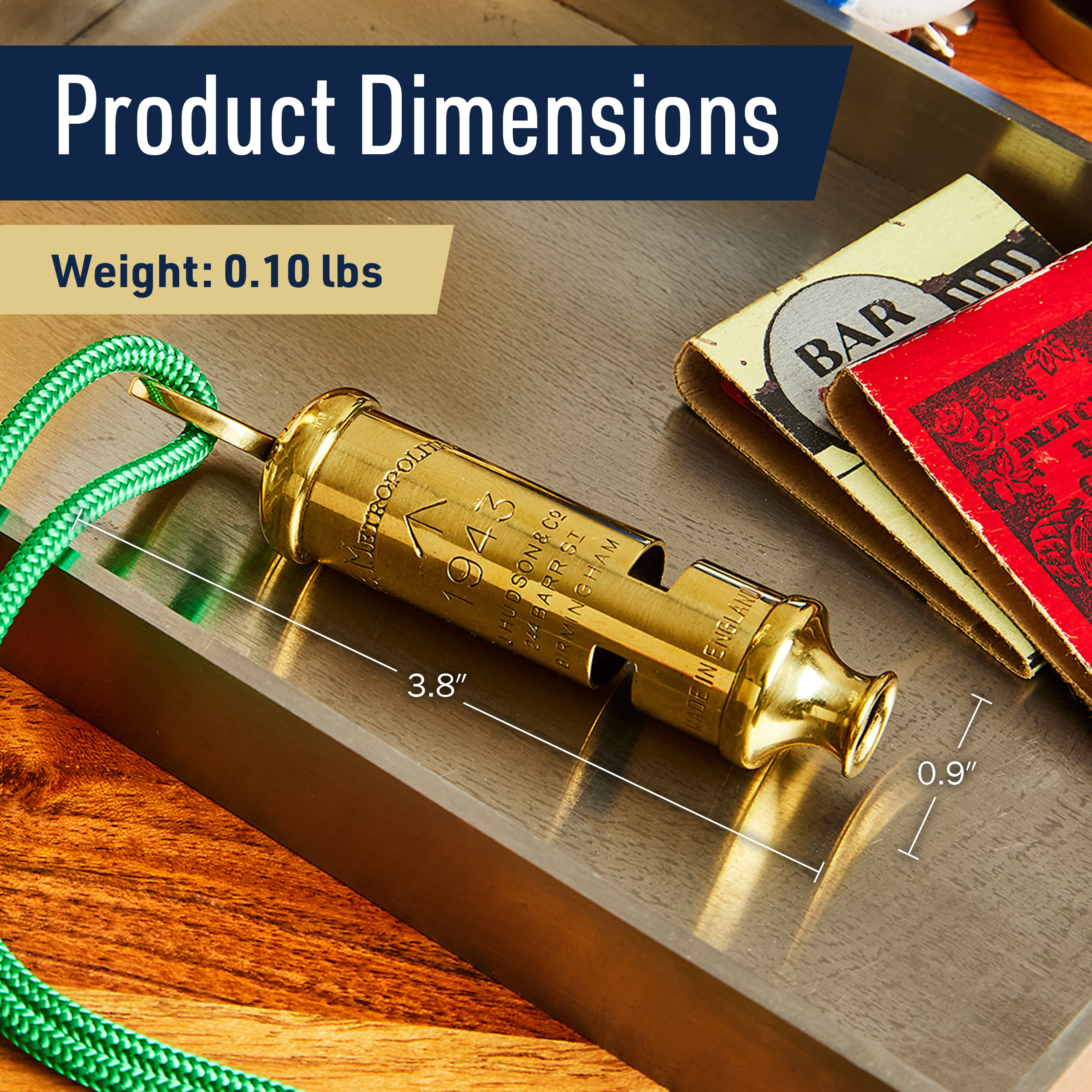 Brass Whistle with Keychain Ring Loud Two Tone 102dB Whistle Gear