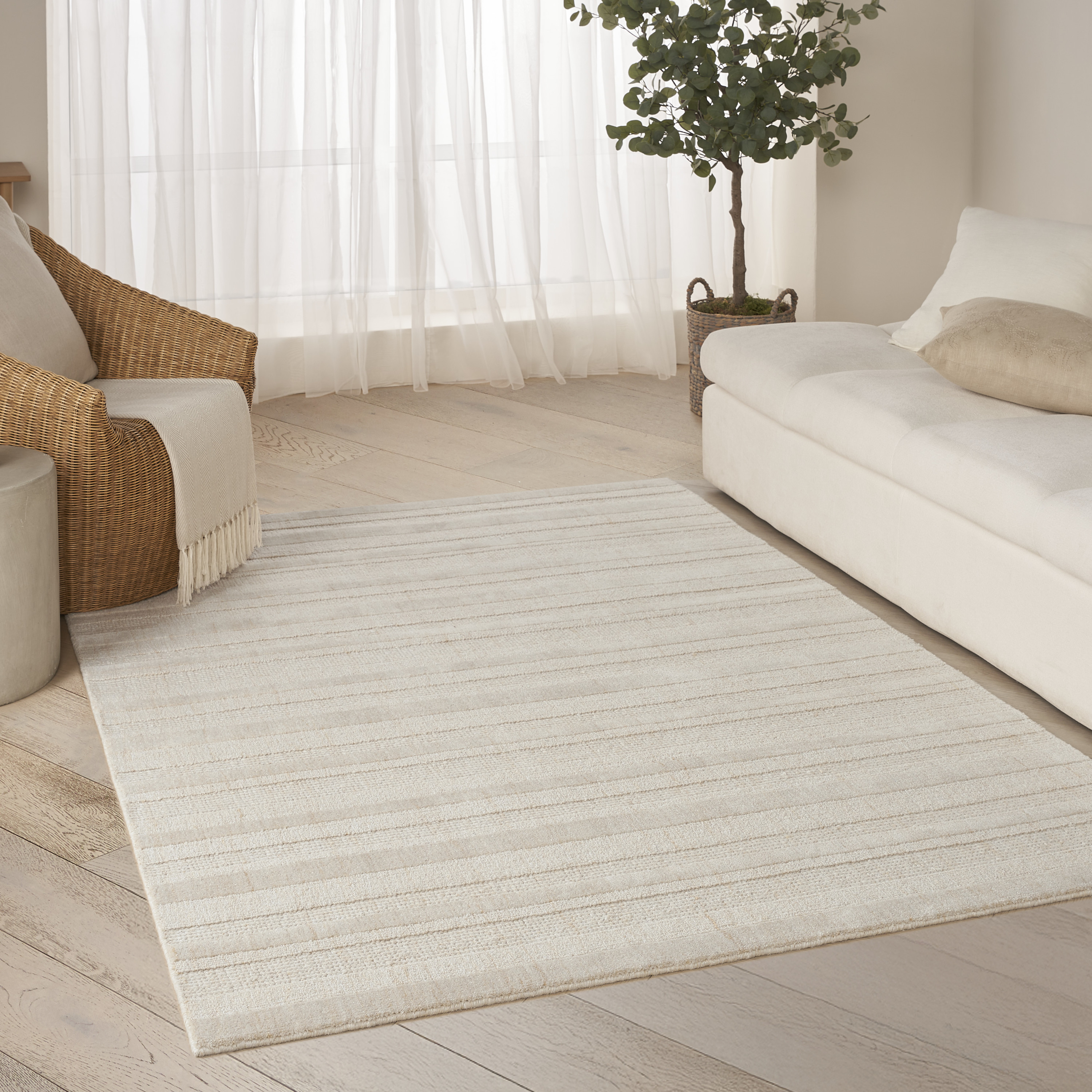 DKNY Pure Multi Weave 5'3" x 7'3" Ivory Contemporary Indoor Rug