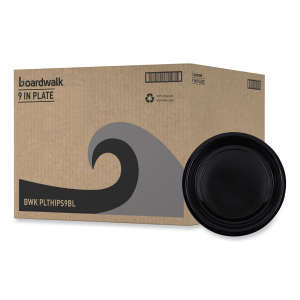 Boardwalk, Hi-Impact Plastic Dinnerware, Plate, 9" dia, Black
