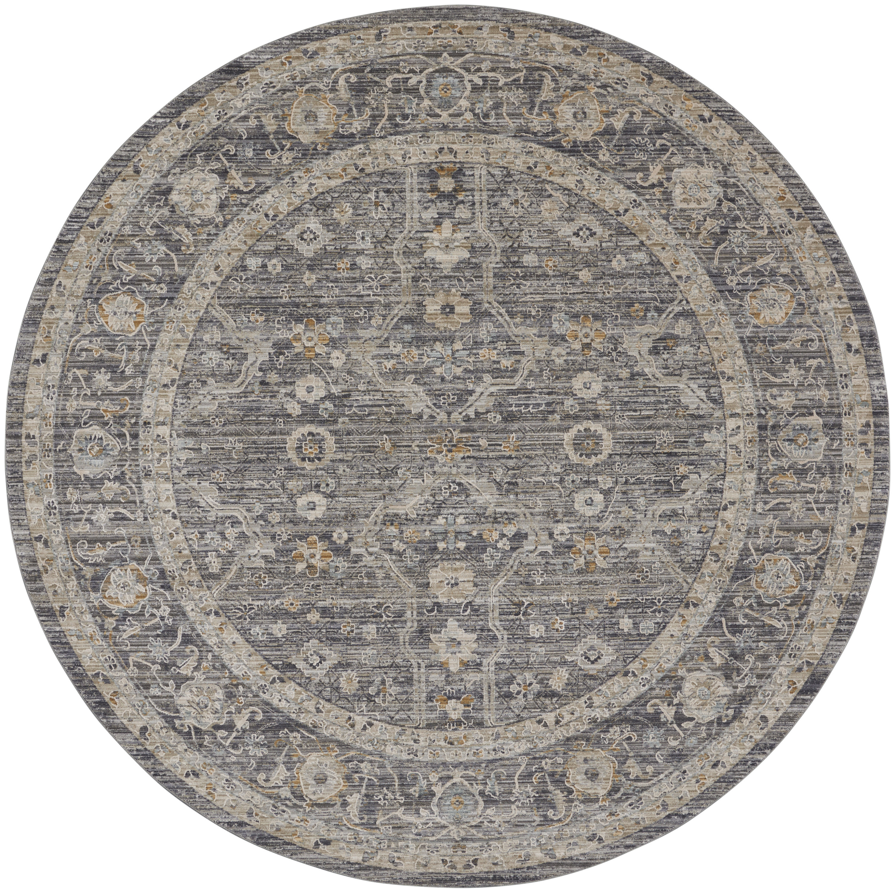 Nourison Lynx 7’10” x Round Slate Multicolor Vintage Indoor Rug