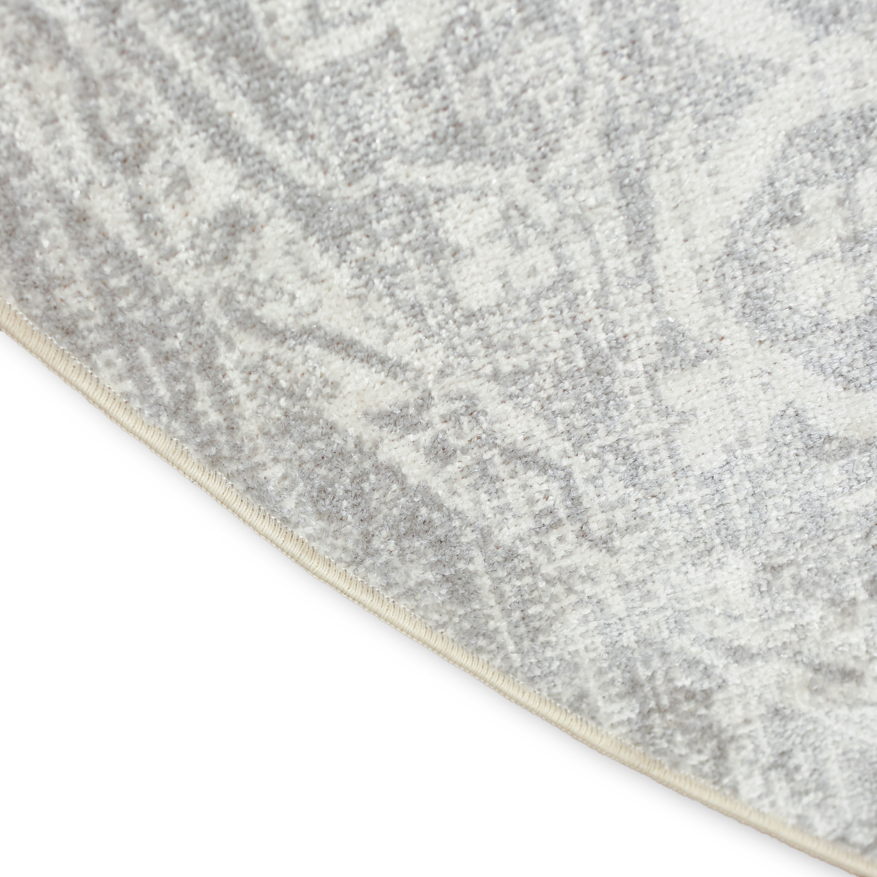 Nourison Astra Machine Washable 5'3" x Round Light Grey Vintage Indoor Rug