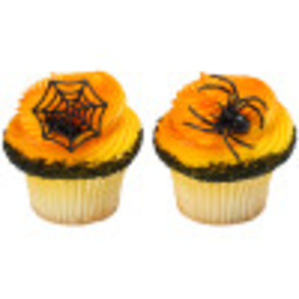 Ghoulish Spider and Web Cupcake Rings