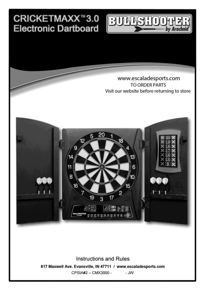 Bullshooter by Arachnid E-Bristle Cricketmaxx 3.0 Dartboard Cabinet Set