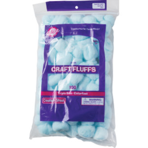 Triple-Size Craft Fluffs, Blue, 1 in, 100 Pieces