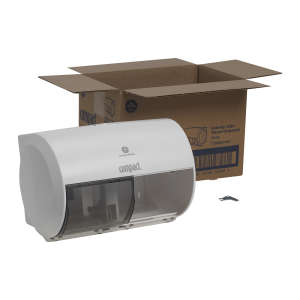 GEO56797A, Georgia Pacific,  Compact 2-roll Side-by-side Coreless High-capacity Toilet Paper Dispenser, White