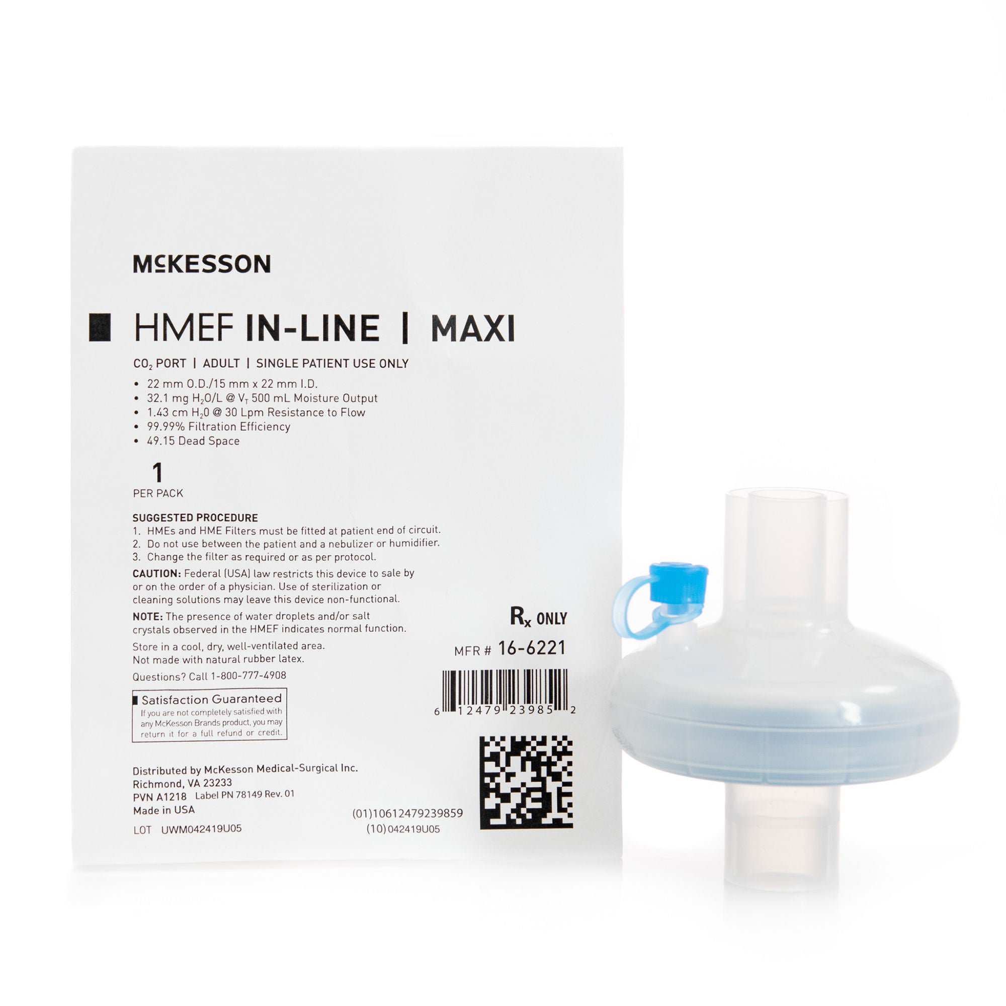 McKesson Maxi In-Line Heat and Moisture Exchanger
