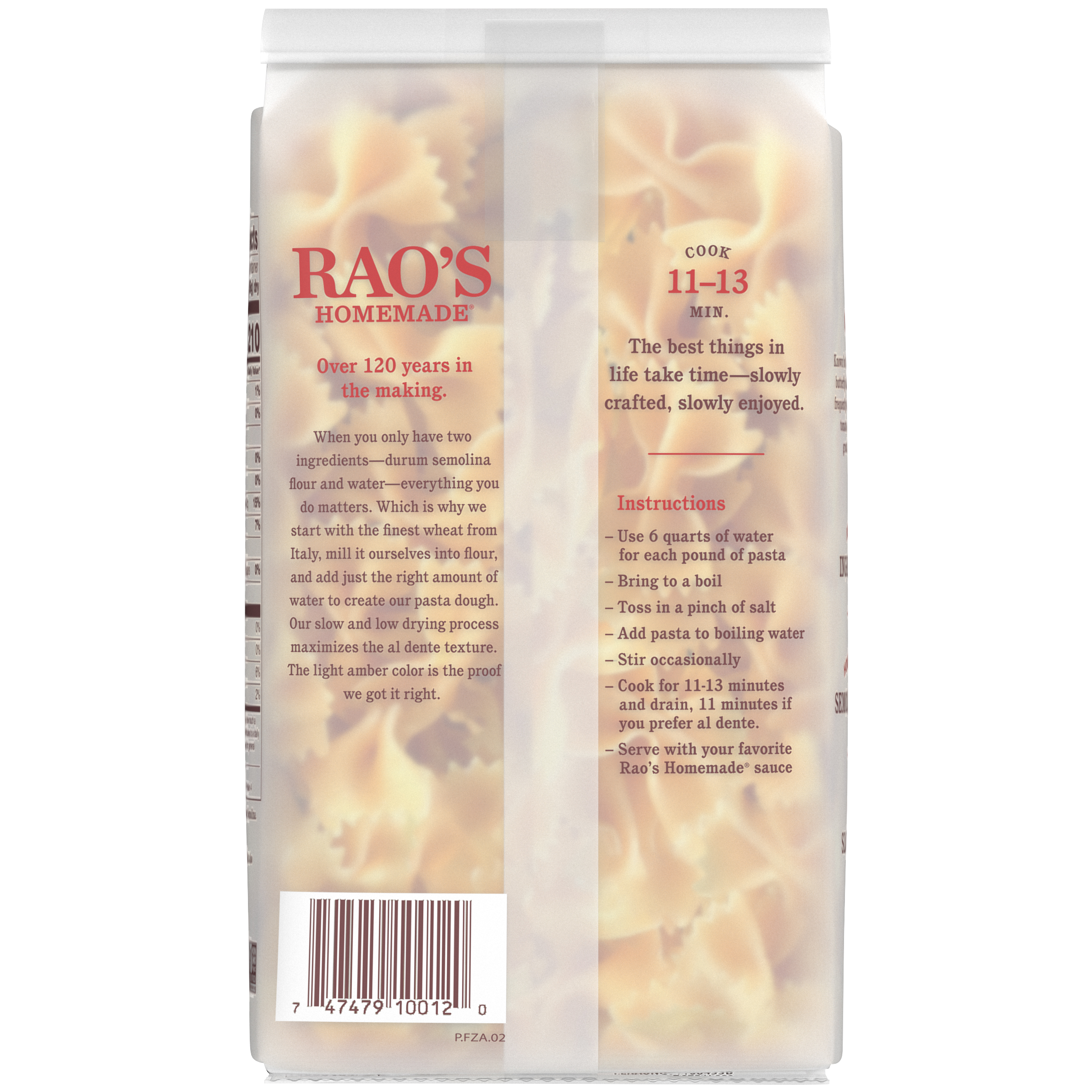 Farfalle Pasta, 16 oz - Back Image