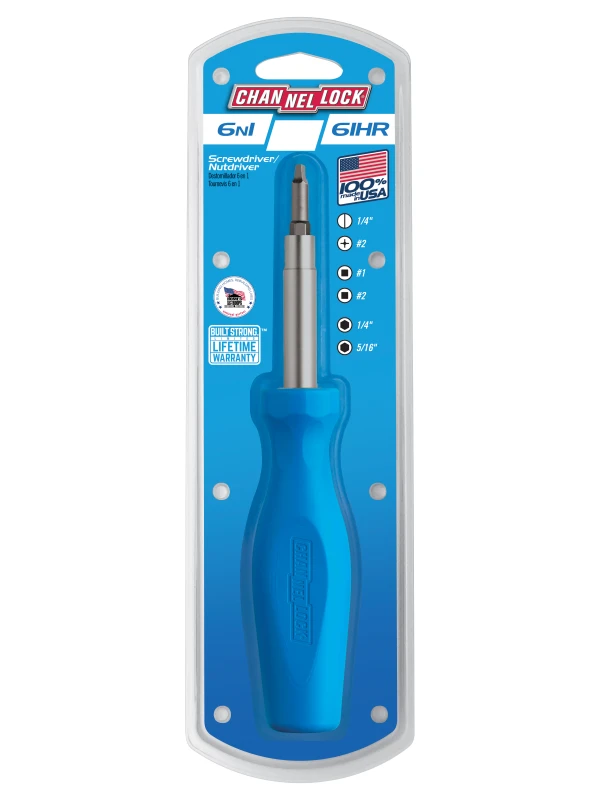 61HR 6-in-1 Professional Multi-Bit Screwdriver, W/Robertson Bit