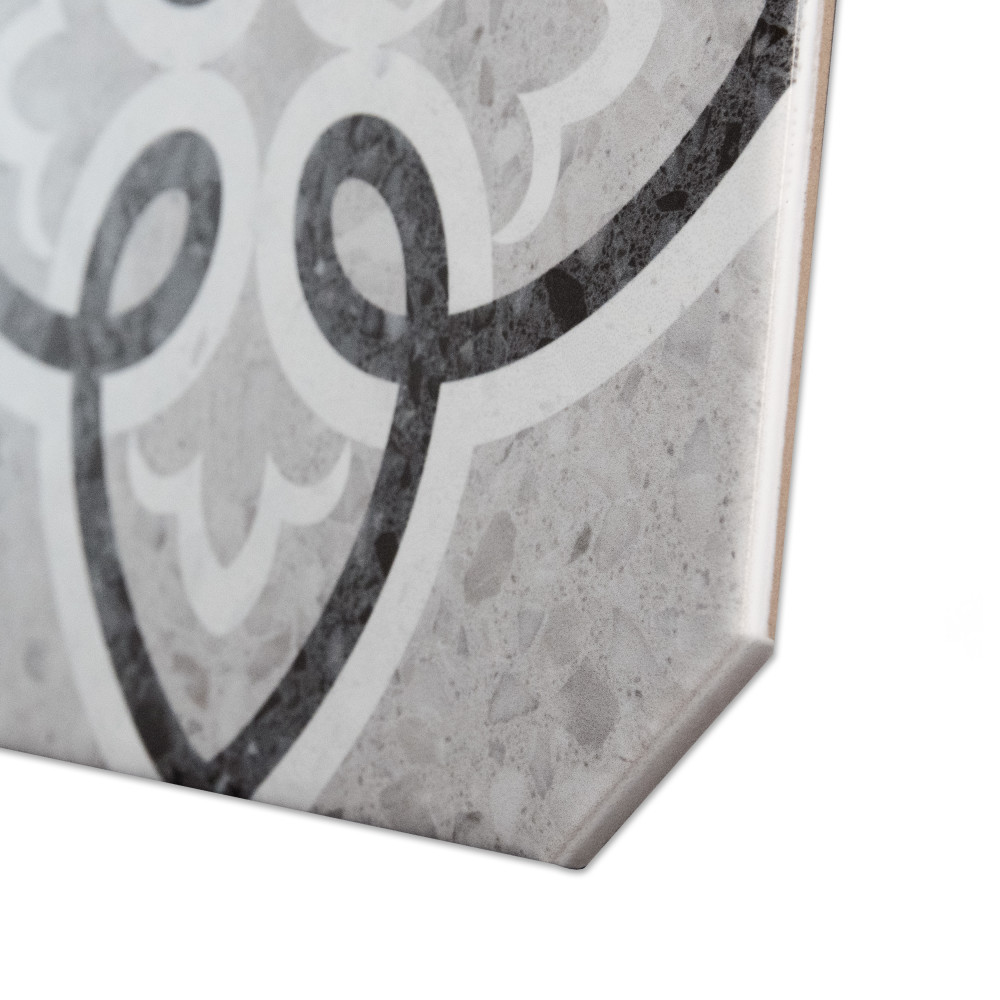 Riviera Octagon Garde Gris with Taco Beige 7-7/8 in. x 7-7/8 in. Porcelain Floor and Wall Tile