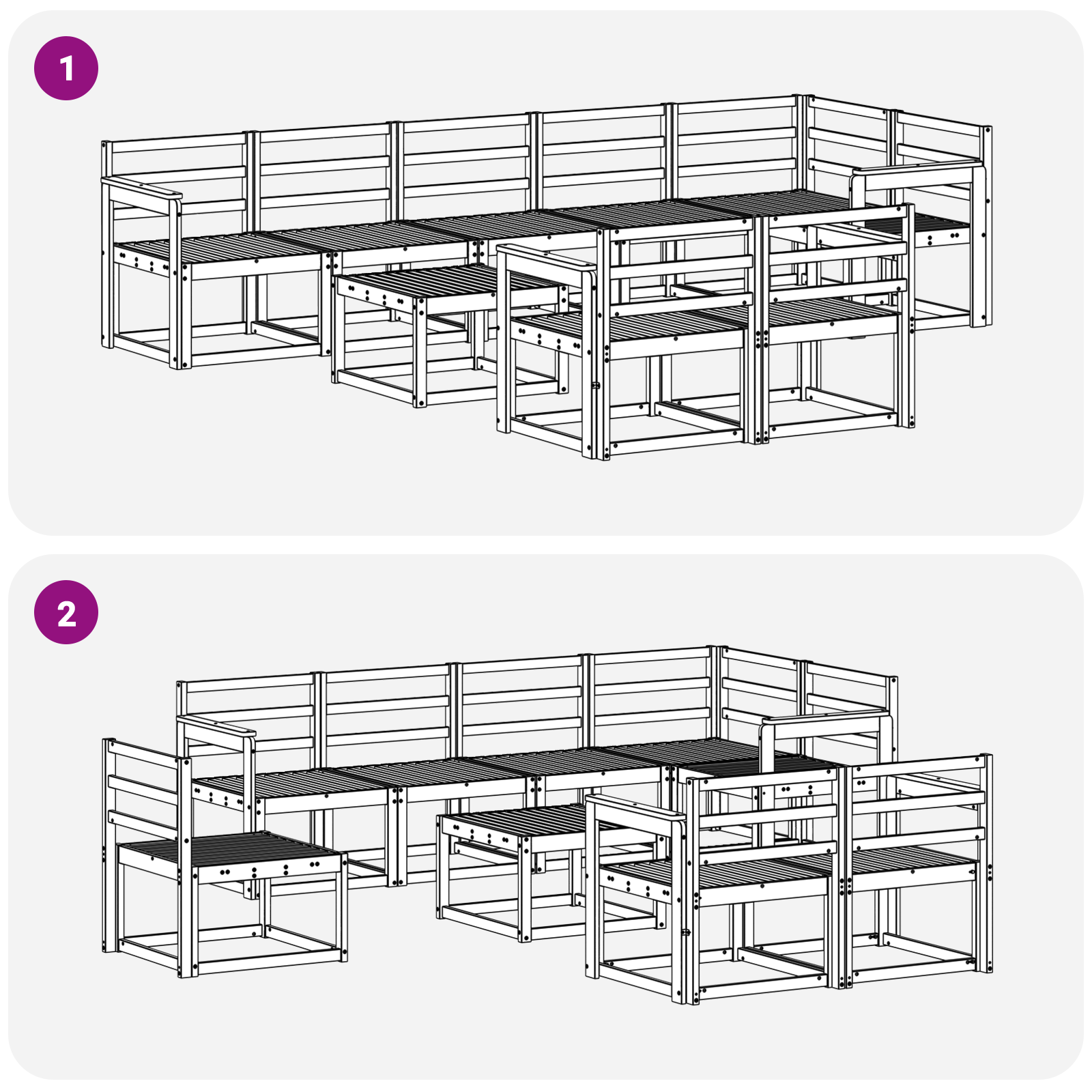 Buiten bankenset 9 pcs Wit Massief Acaciahout image 6
