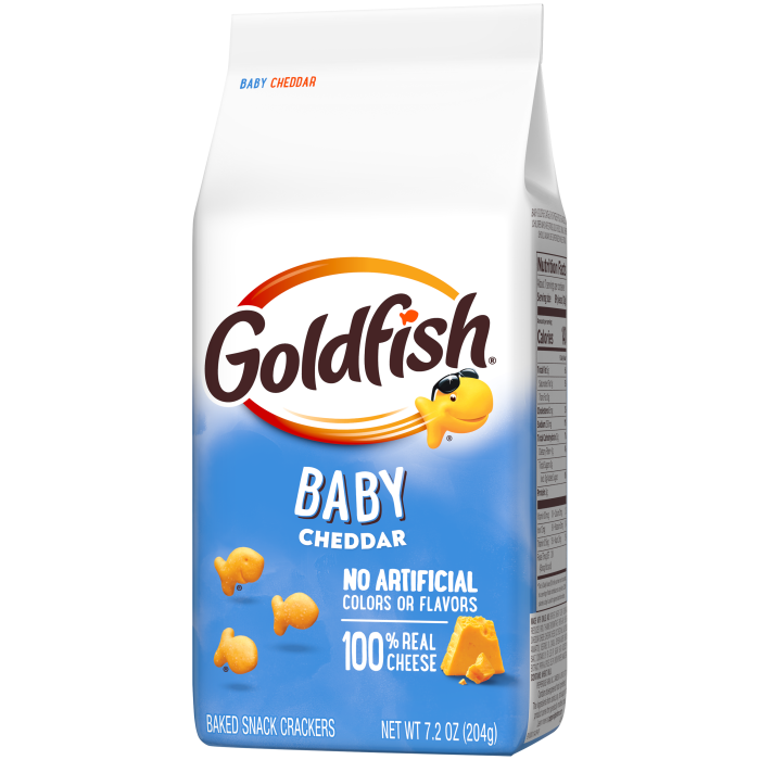 Goldfish® Baby Cheddar Baked Snack Crackers, 7.2 oz, bag - Right Angle Image