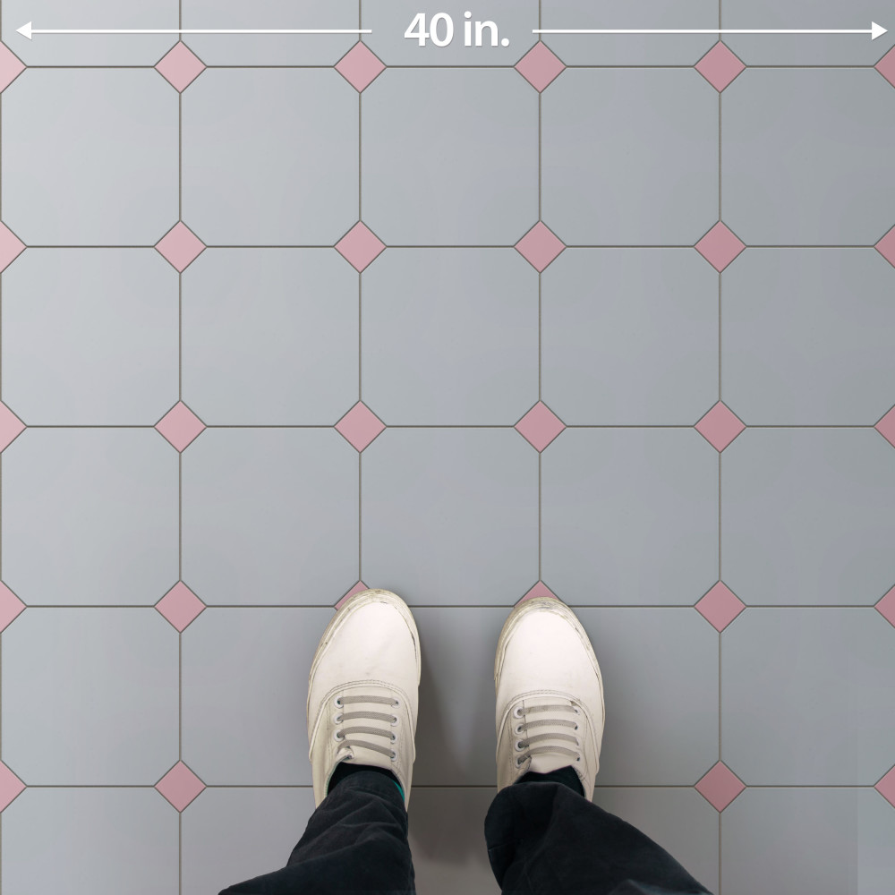 Vaudeville Octagon Humo with Taco Pink 7-7/8 in. x 7-7/8 in. Porcelain Floor and Wall Tile