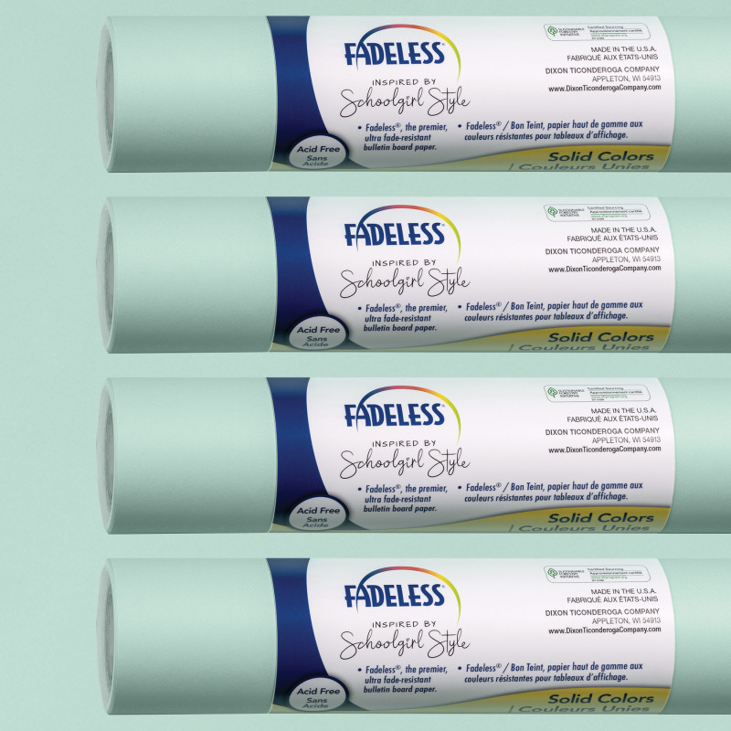 Schoolgirl Style Bulletin Board Paper, 48" x 12', Mint to Be, 4 Rolls