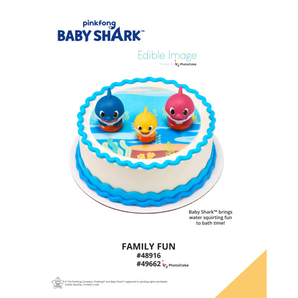 Baby Shark Family Fun The Magic of Cakes® PhotoCake® Enhanced Round Background Page
