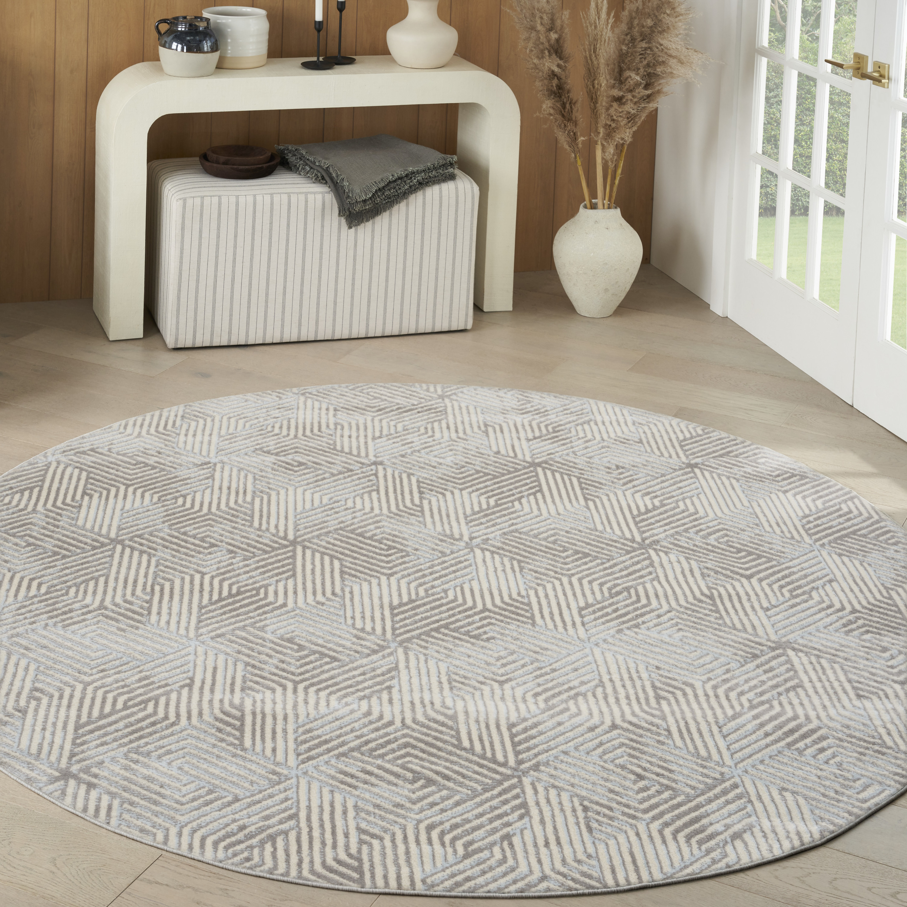 Nourison Grafix 8' x Round Grey Modern Indoor Rug