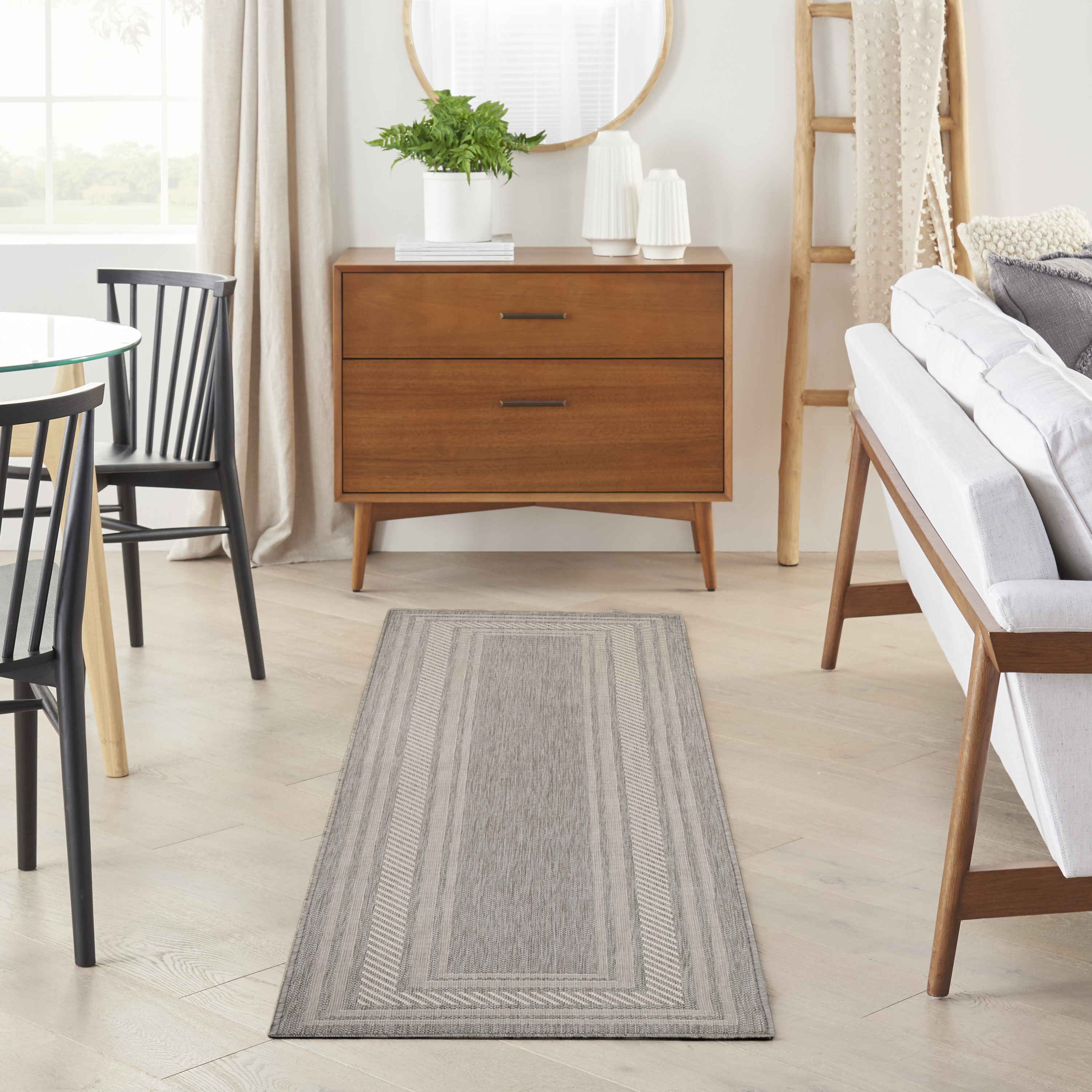 Nourison Horizon Indoor/Outdoor 2' x 6' Grey Modern Rug