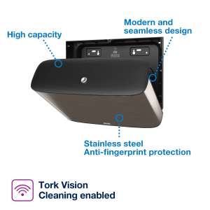 SCA465500, Tork,  T2 Mini Jumbo Roll Tissue Dispenser, Stainless Steel