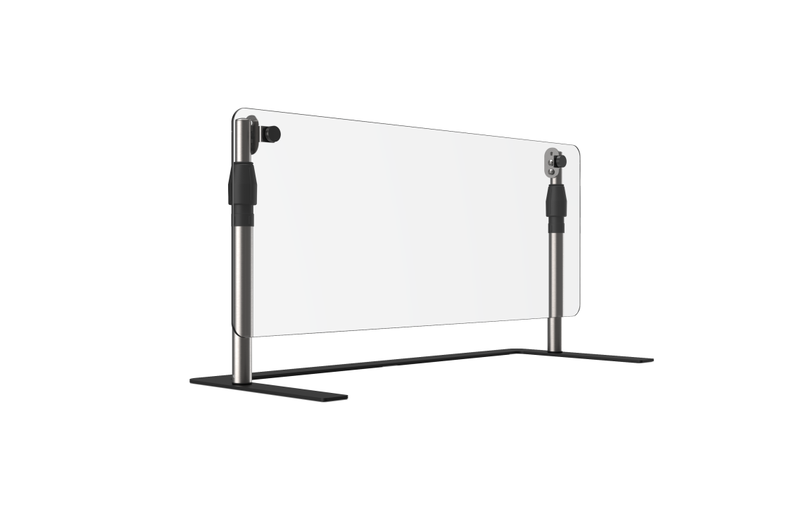 36-inch-wide mobile adjustable breath guard with flat acrylic panel