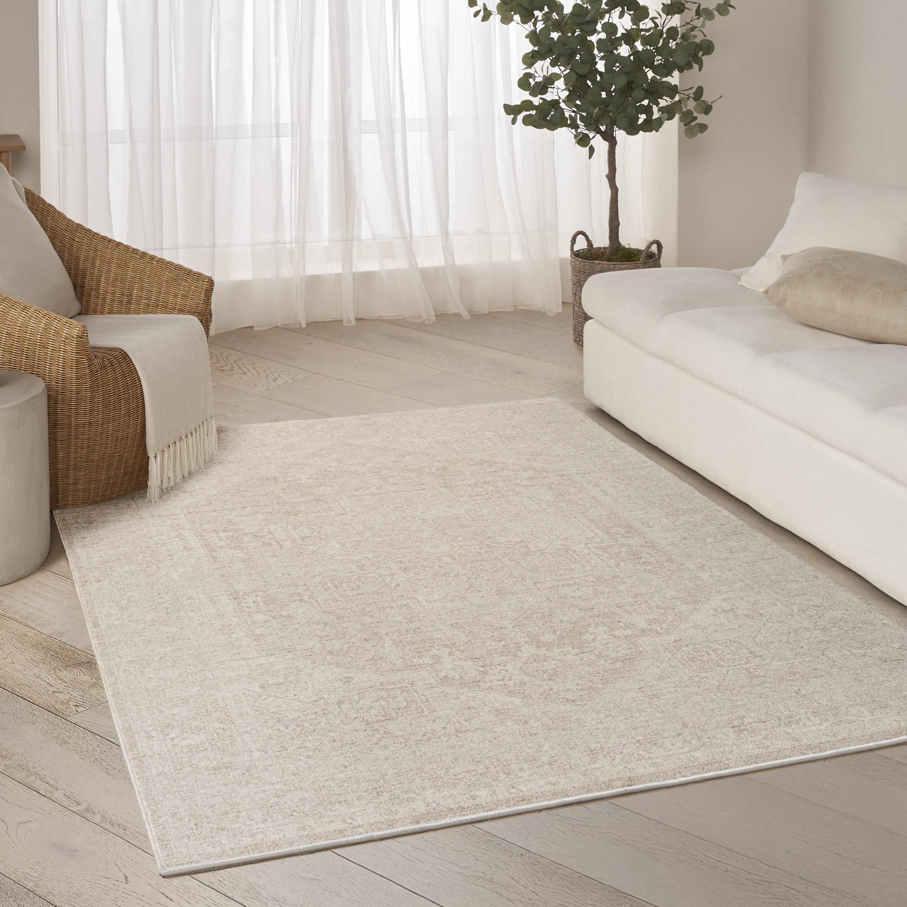 DKNY Pure Shades 5'3" x 7'8" Beige Vintage Indoor Rug