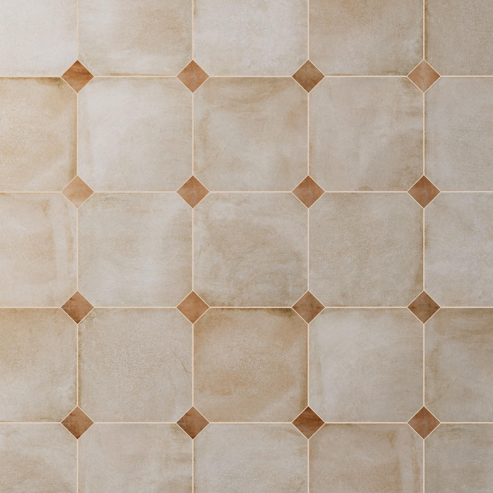 Laverton Octagon Arena with Taco Natural 7-7/8 in. x 7-7/8 in. Porcelain Floor and Wall Tile
