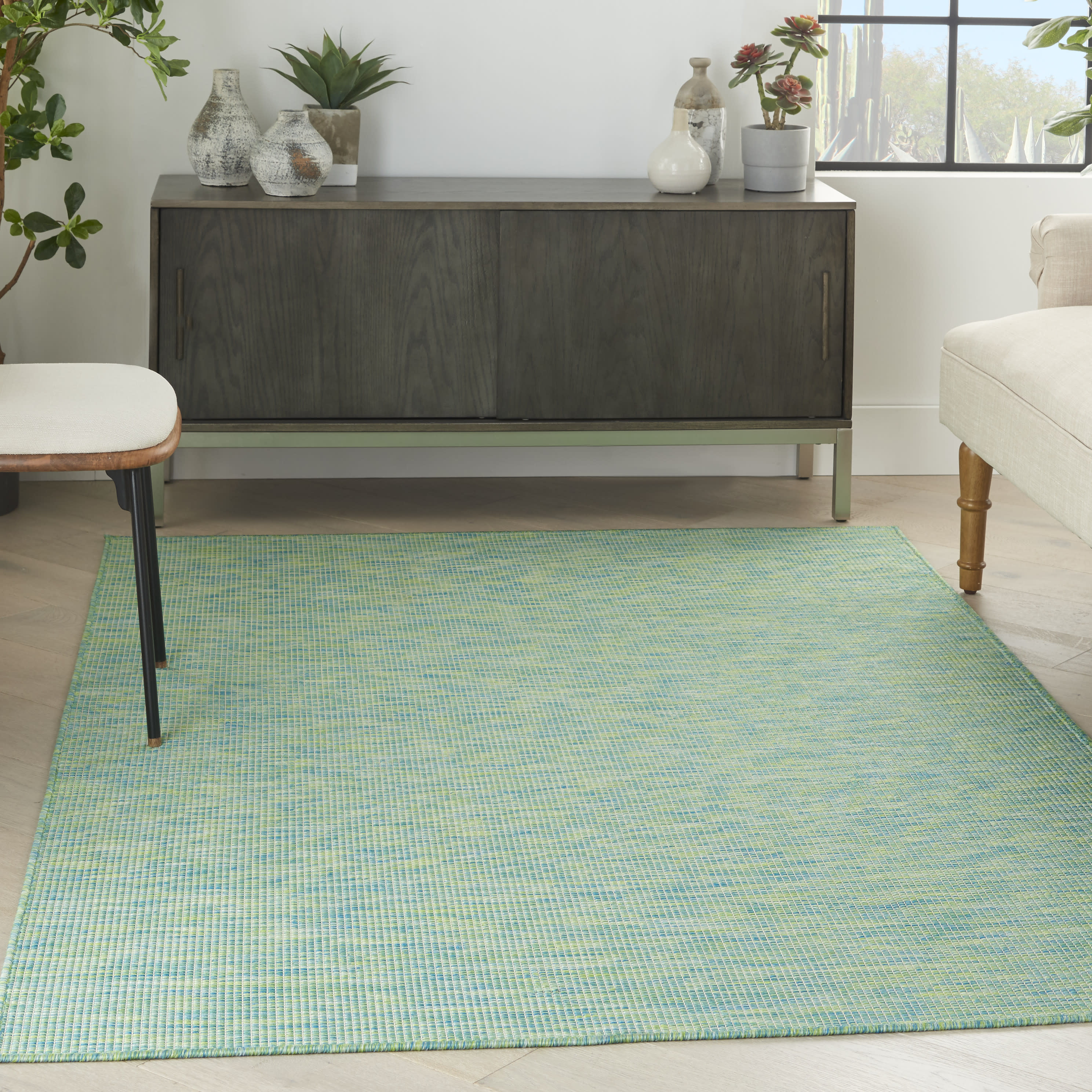 Nourison Positano 4' x 6' Blue Green Modern Rug