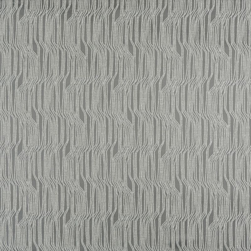 Gray woven wallpaper with vertical, irregular pale-gray wavy lines; pattern repeats across the whole surface, forming textured ribbon-like columns on an evenly lit, flat sample panel.