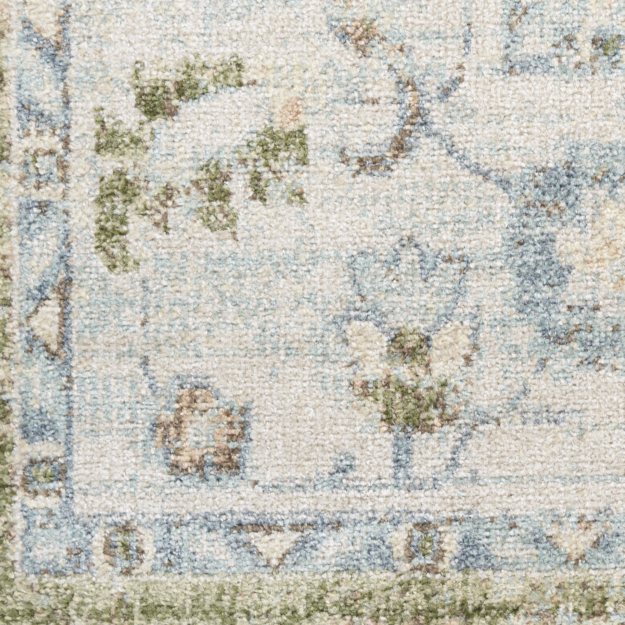 Nourison Astra Machine Washable 5'3" x Round Blue Green Vintage Indoor Rug