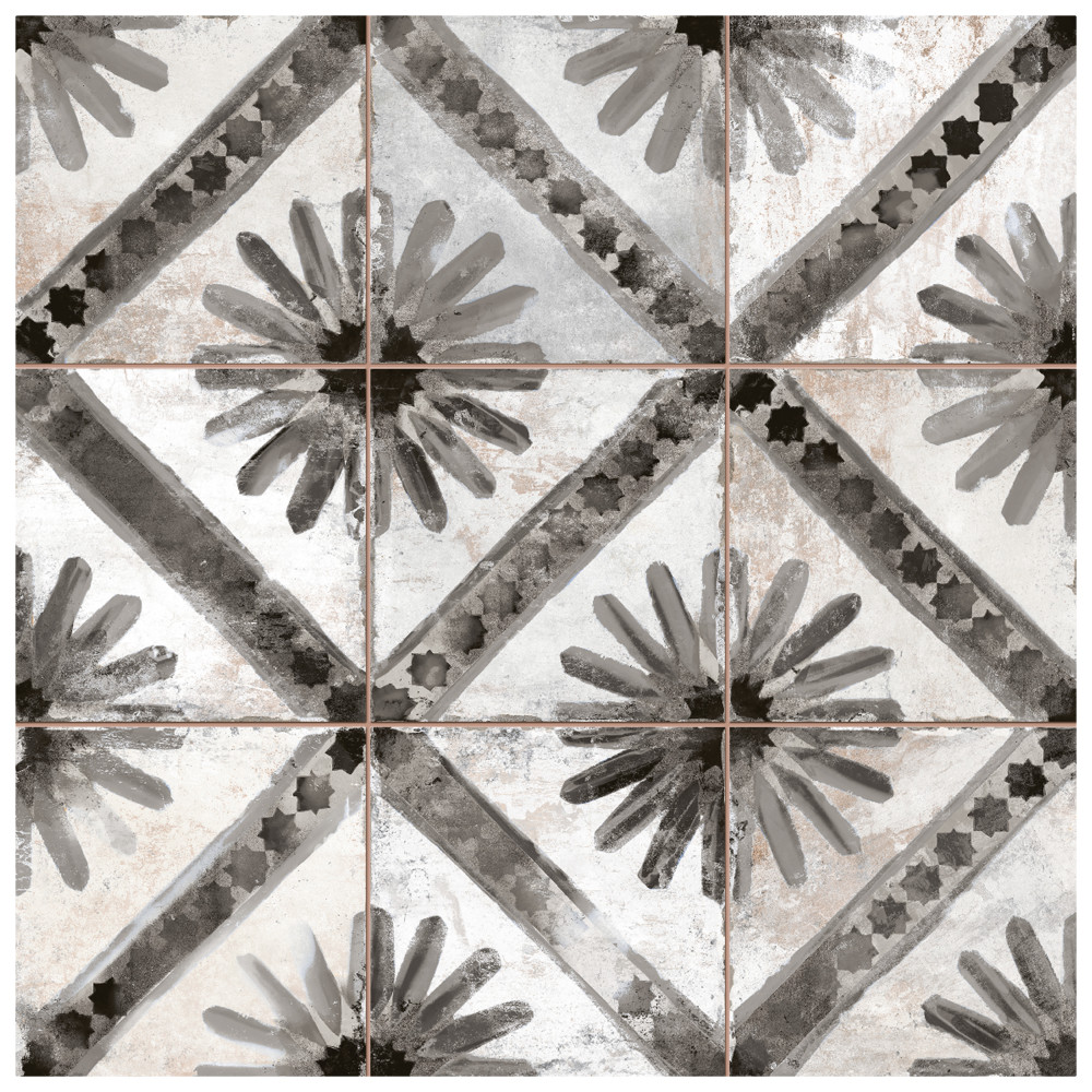 Harmonia Kings Marrakech Black 13 in. x 13 in. Ceramic Floor and Wall Tile