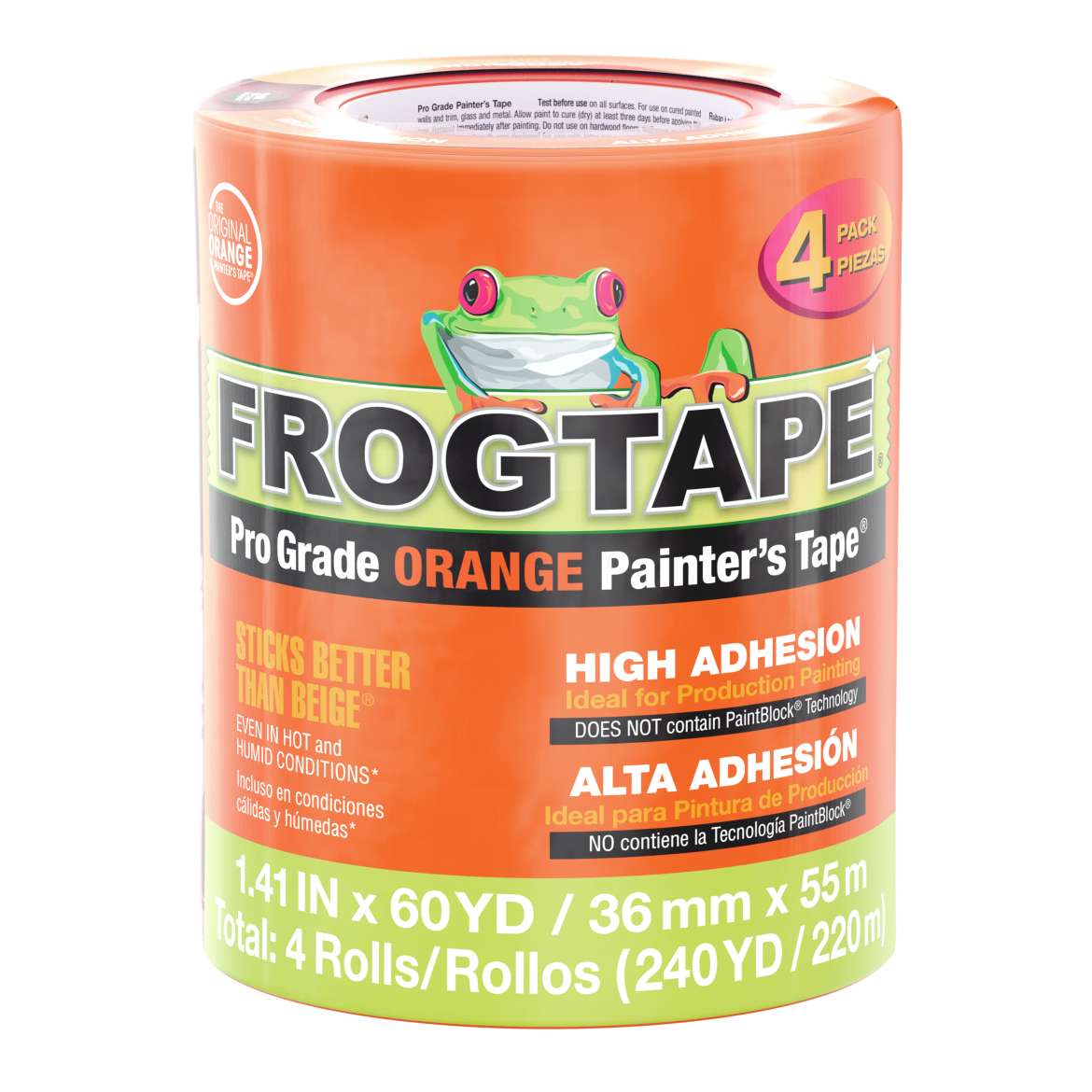 FrogTape® Pro Grade Orange Painter’s Tape® – Orange, 4 pk, 1.41 in. x 60 yd.