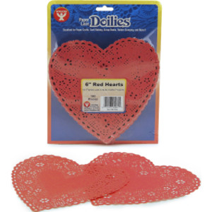 Heart Doilies, Red, 6", Pack of 100