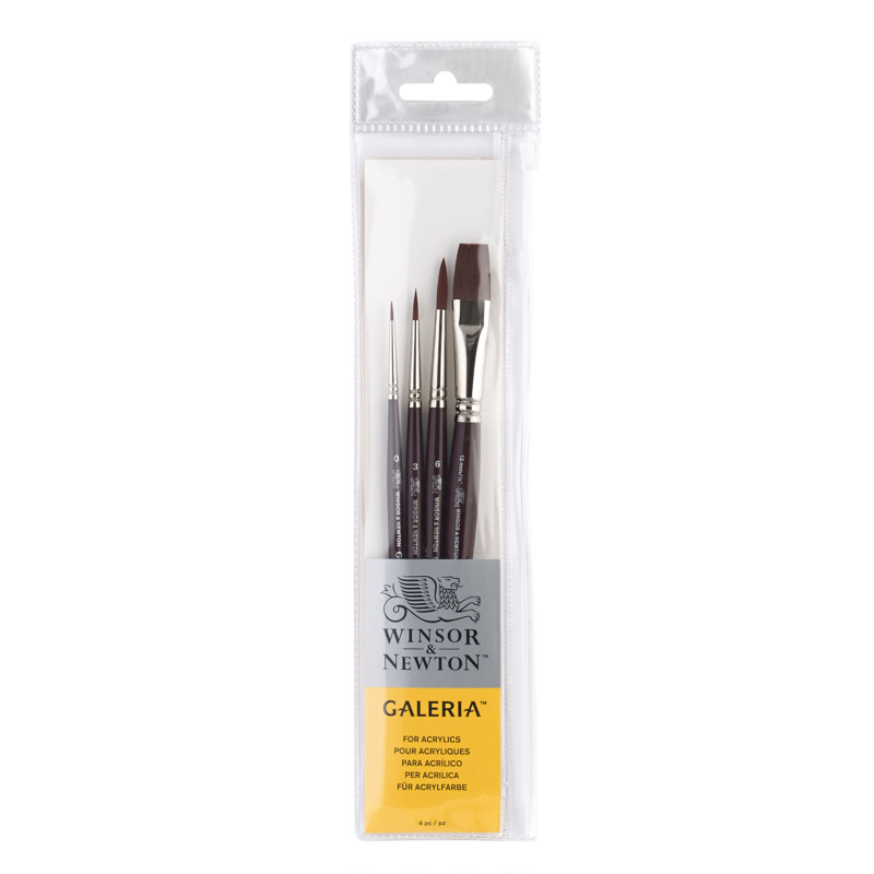 Galeria Acrylic Brushes, Short Handle, Set of 4