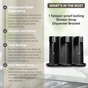 DHSEWT03BLKT, Diversified Hospitality,  Eco-Well True Wall Mounted Triple Shower Bracket, Black