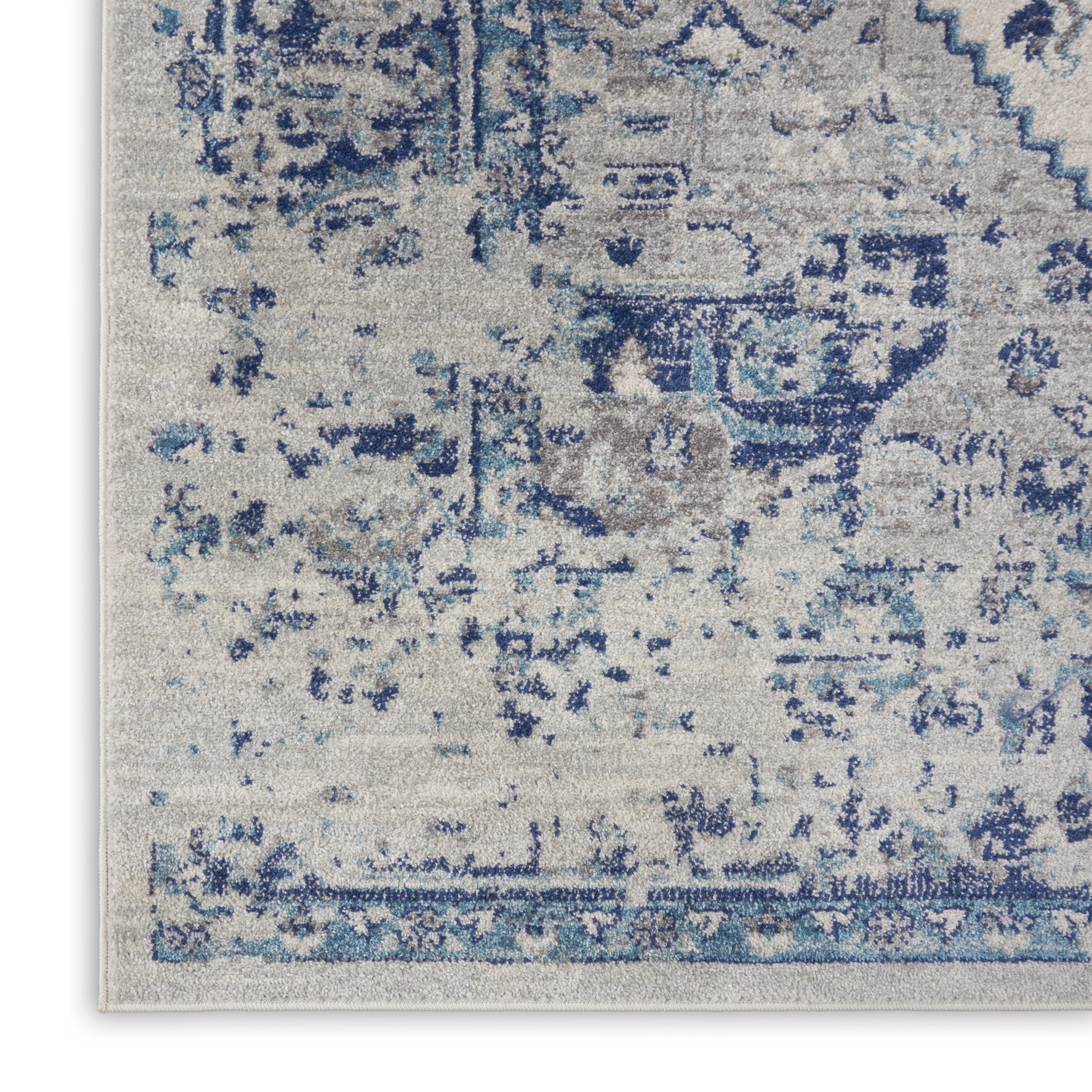 Nourison Tranquil 2' x 4' Ivory Light Blue Vintage Indoor Rug