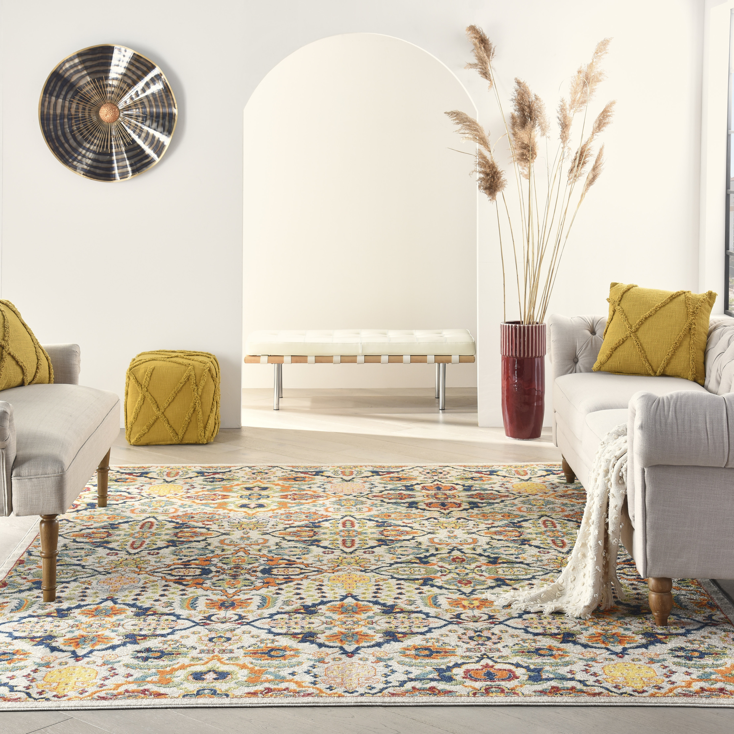 Nourison Allur 7' x 10' Ivory Multicolor Bohemian Indoor Rug
