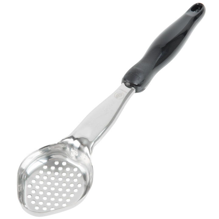 2-ounce one-piece heavy-duty perforated oval Spoodle® utensil with black nylon handle
