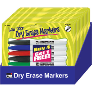 Pocket Dry Erase Markers, Low Odor, Assorted Colors, 5 Per Pack, 12 Packs
