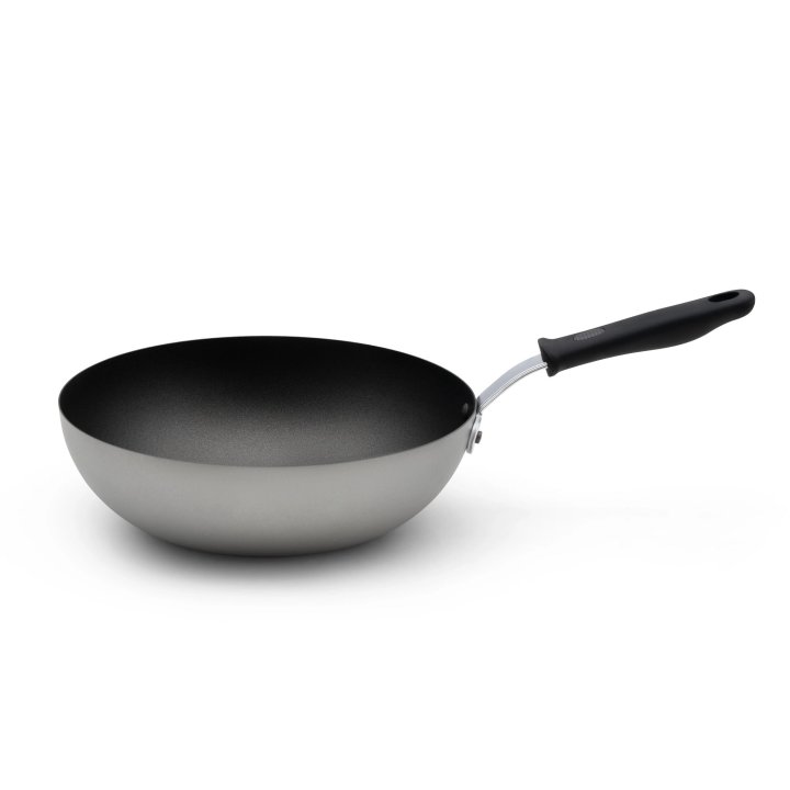 11-inch carbon steel induction stir-fry pan with SteelCoat x3™ nonstick coating and silicone handle