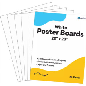Poster Board, 22 x 28 in, White, 25 Pack