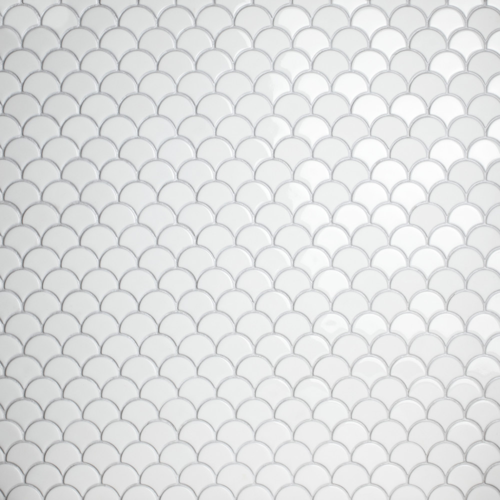 Expressions Scallop White 11-1/4 in. x 12 in. Glass Mosaic Tile