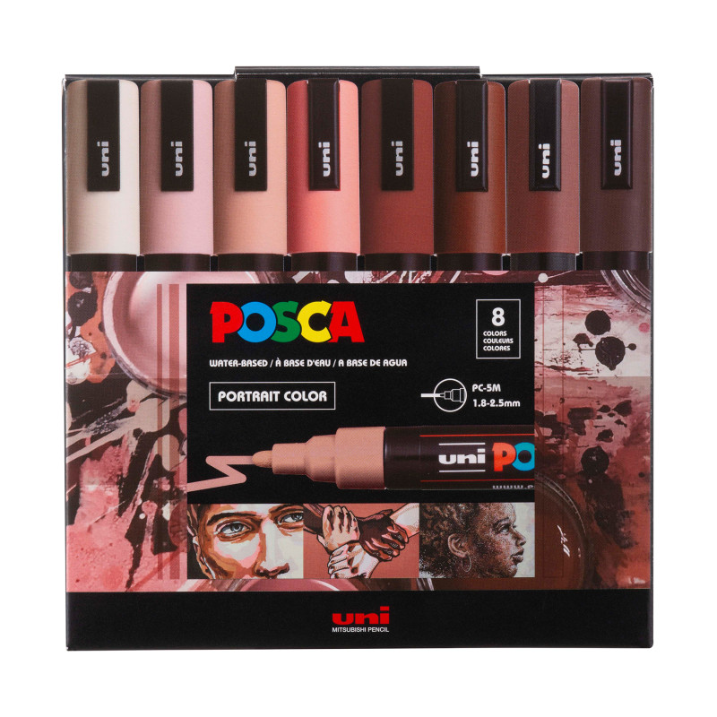 PC-5M Paint Markers, Medium Bullet Tip (1.8-2.5 mm), Portrait Colors, Set of 8
